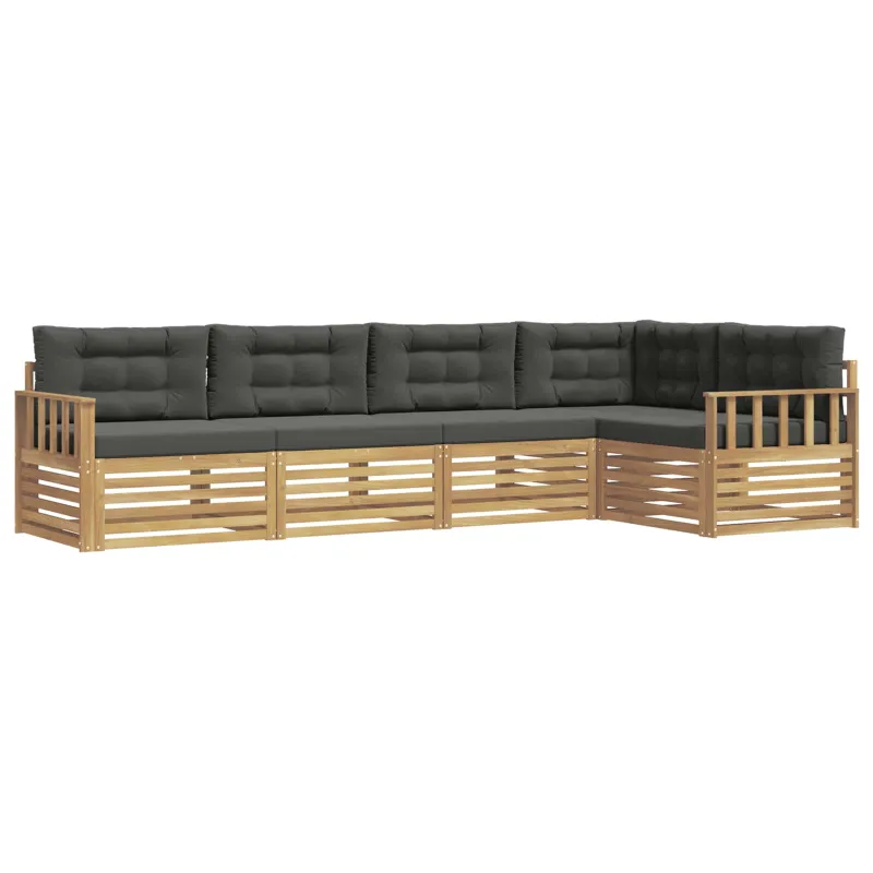 Lauko sofos komplektas 6 pcs Balta ir antracito Poliesteris
