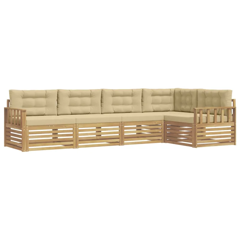 Lauko sofos komplektas 6 pcs Balta ir kreminė Poliesteris