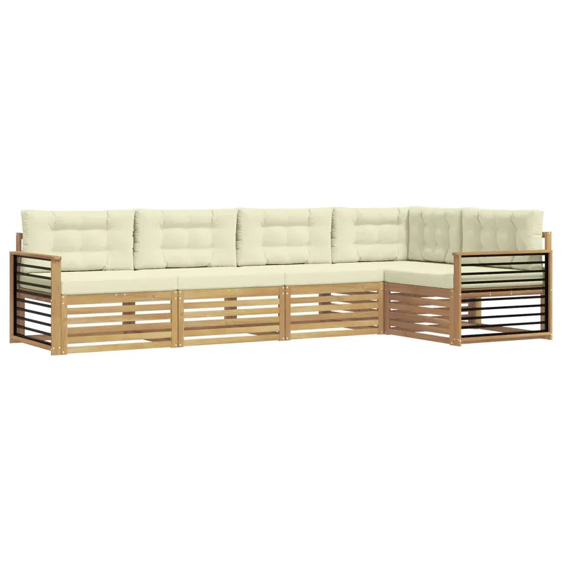 Lauko sofos komplektas 6 pcs Balta ir kreminė Poliesteris
