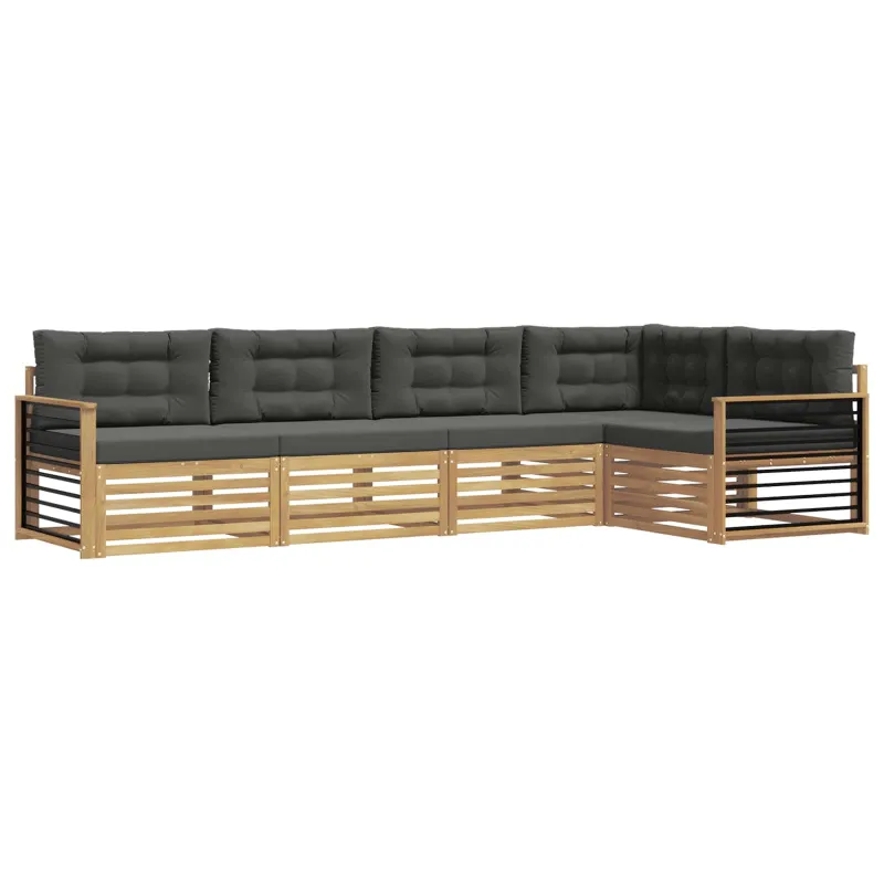 Lauko sofos komplektas 6 pcs Balta ir antracito Poliesteris