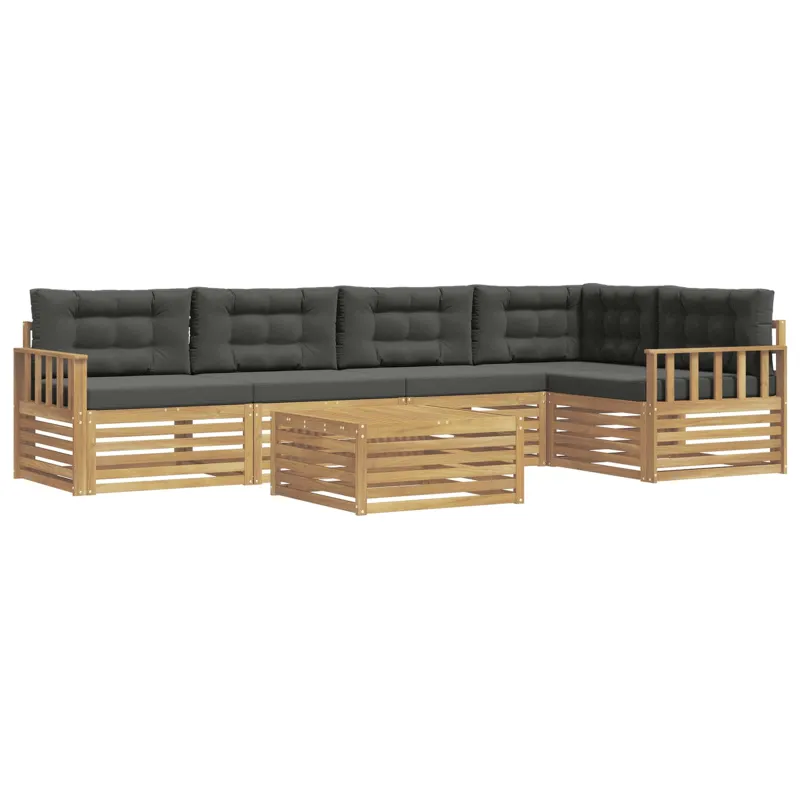 Lauko sofos komplektas 6 pcs Balta ir antracito Poliesteris