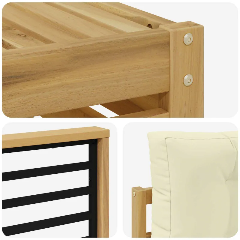 Lauko sofos komplektas 6 pcs Balta ir kreminė Poliesteris