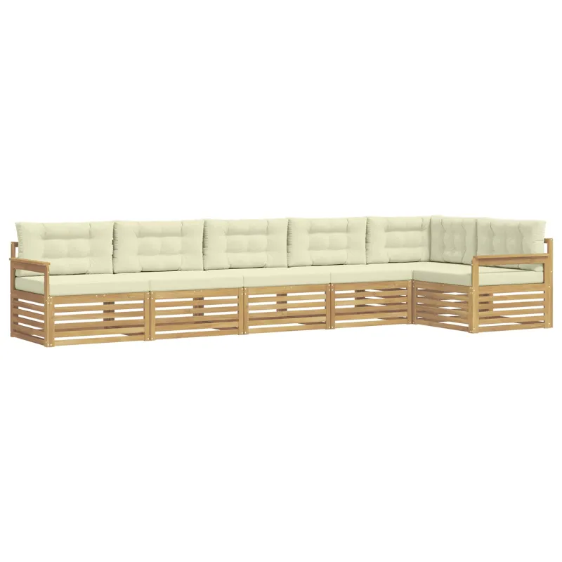Lauko sofos komplektas 6 pcs Balta ir kreminė Poliesteris