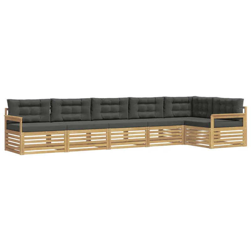 Lauko sofos komplektas 6 pcs Balta ir antracito Poliesteris