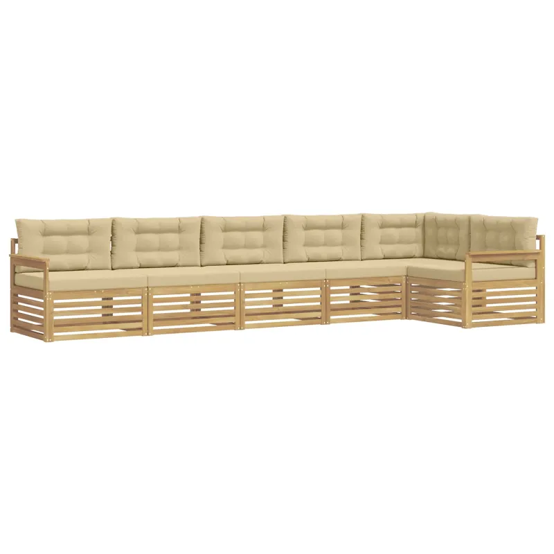 Lauko sofos komplektas 6 pcs Balta ir kreminė Poliesteris