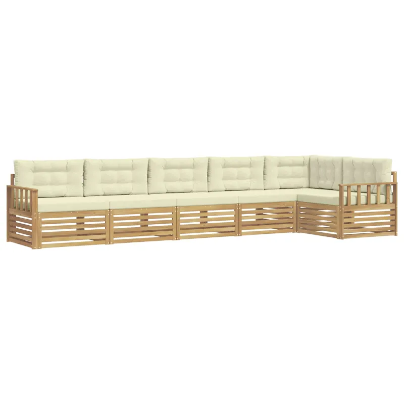 Lauko sofos komplektas 6 pcs Balta ir kreminė Poliesteris