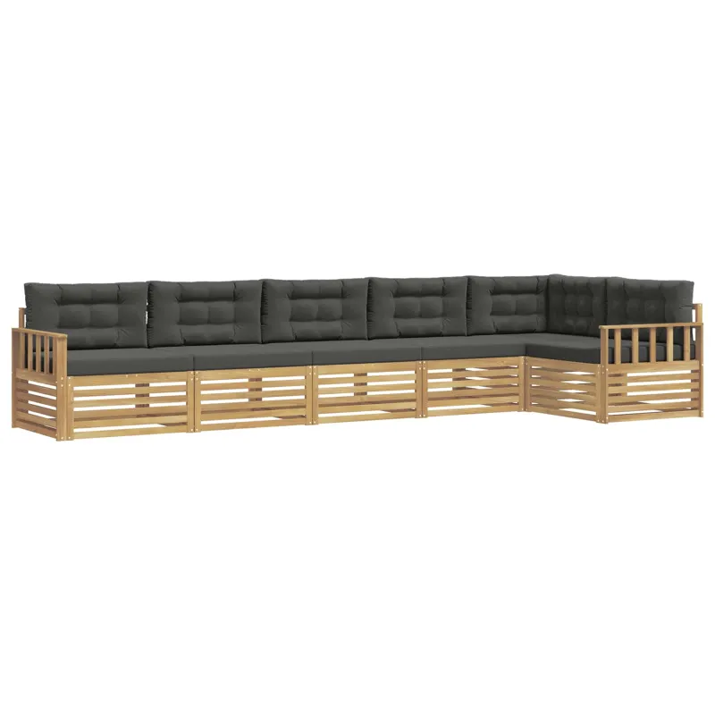 Lauko sofos komplektas 6 pcs Balta ir antracito Poliesteris