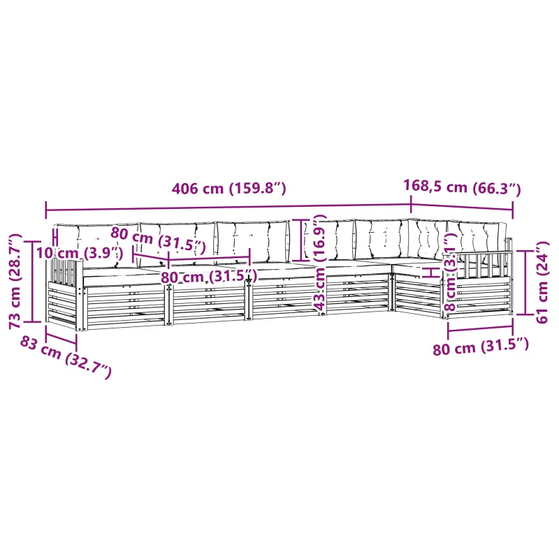 Lauko sofos komplektas 6 pcs Balta ir antracito Poliesteris
