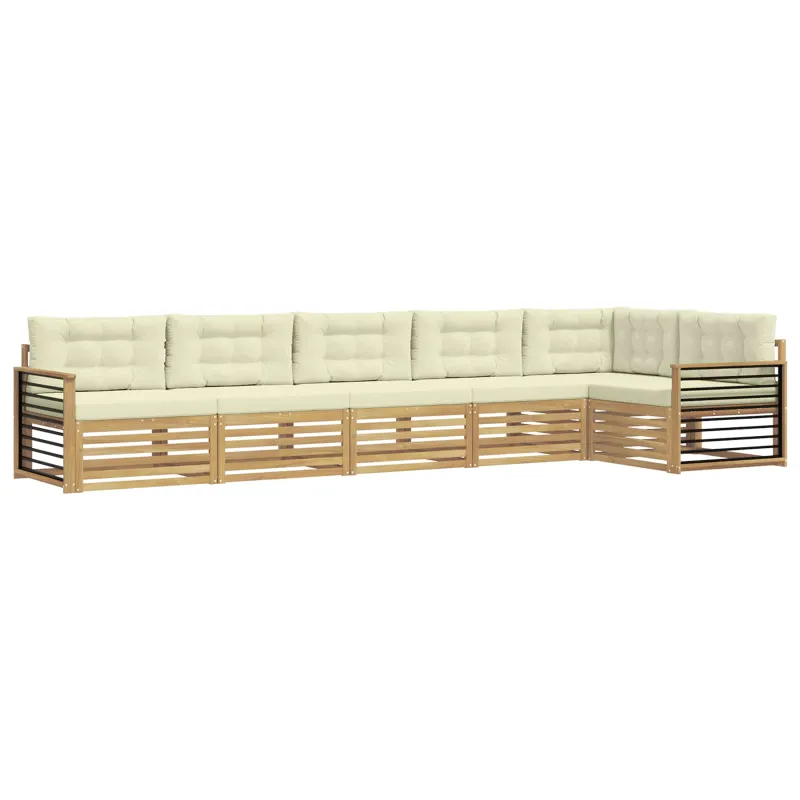 Lauko sofos komplektas 6 pcs Balta ir kreminė Poliesteris