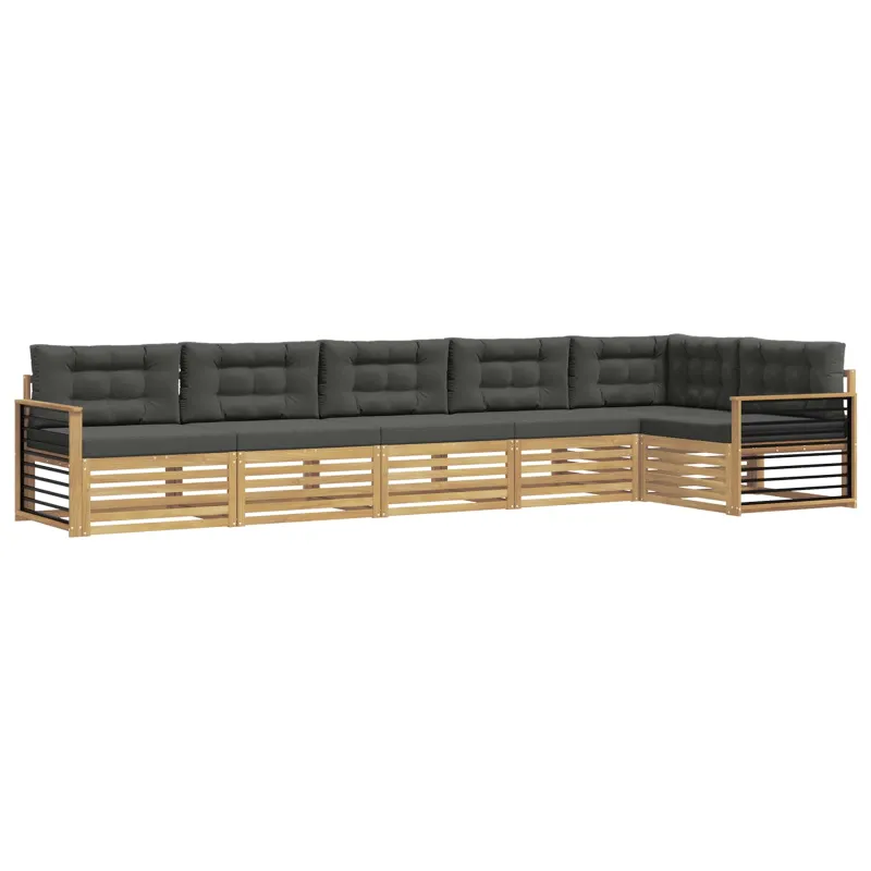 Lauko sofos komplektas 6 pcs Balta ir antracito Poliesteris
