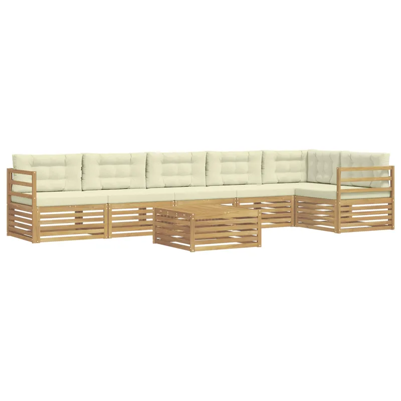 Lauko sofos komplektas 7 pcs Balta ir kreminė Poliesteris