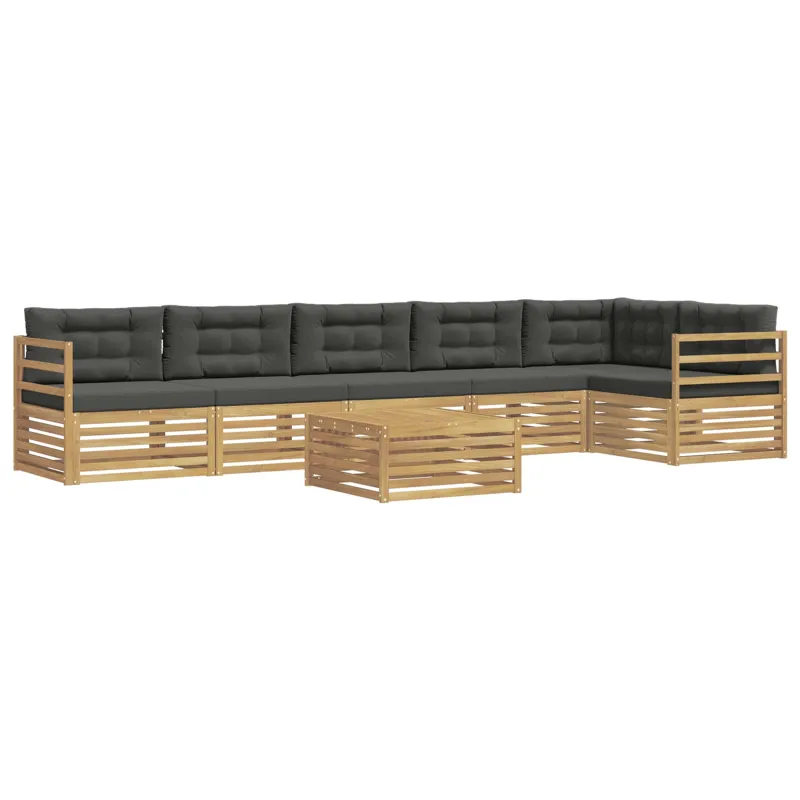 Lauko sofos komplektas 7 pcs Balta ir antracito Poliesteris