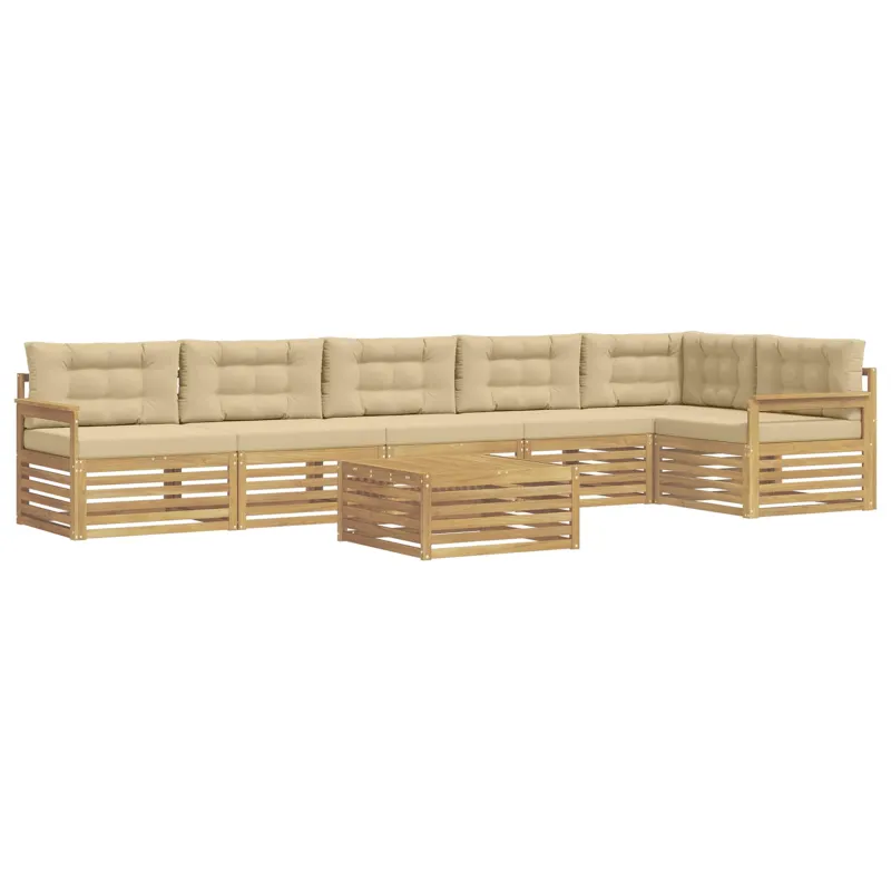 Lauko sofos komplektas su pagalve 7 pcs Balta ir kreminė