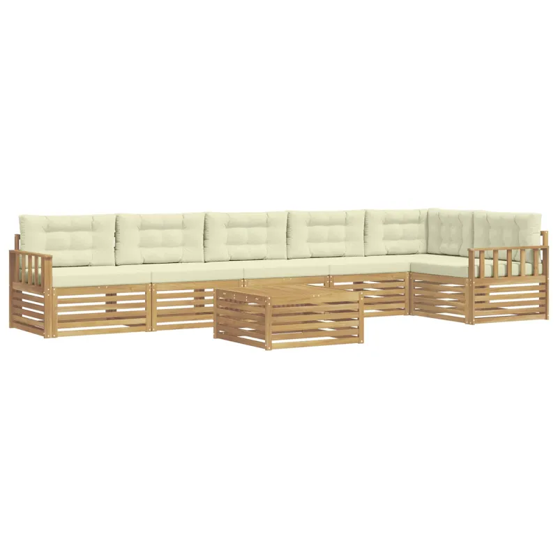 Lauko sofos komplektas su pagalve 7 pcs Balta ir kreminė