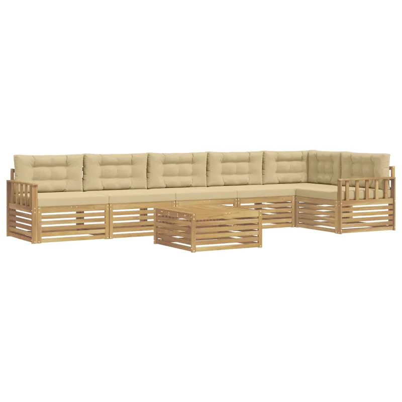 Lauko sofos komplektas su pagalve 7 pcs Balta ir kreminė
