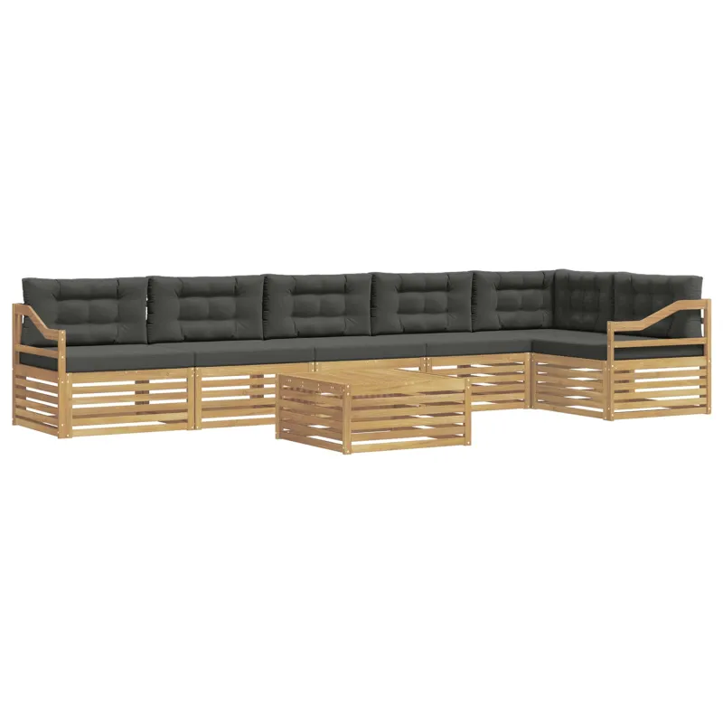 Lauko sofos komplektas 7 pcs Balta ir antracito Poliesteris