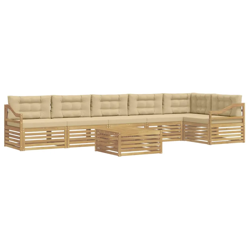 Lauko sofos komplektas 7 pcs Balta ir kreminė Poliesteris