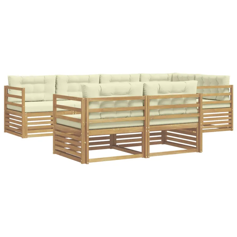 Lauko sofos komplektas 7 pcs Balta ir kreminė Poliesteris