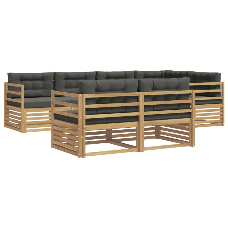 Lauko sofos komplektas 7 pcs Balta ir antracito Poliesteris