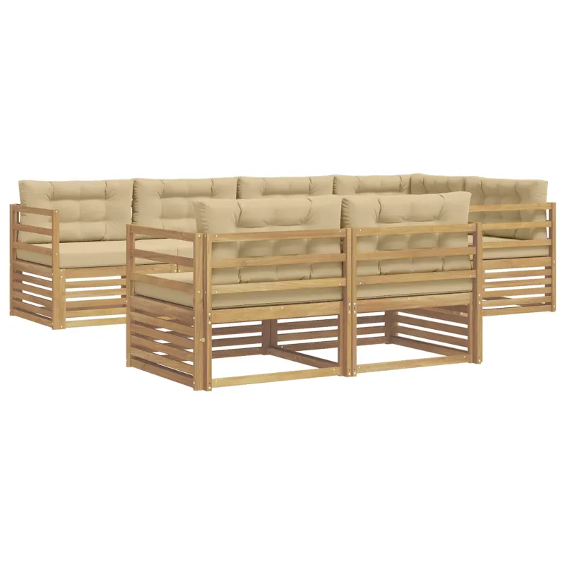 Lauko sofos komplektas 7 pcs Balta ir kreminė Poliesteris