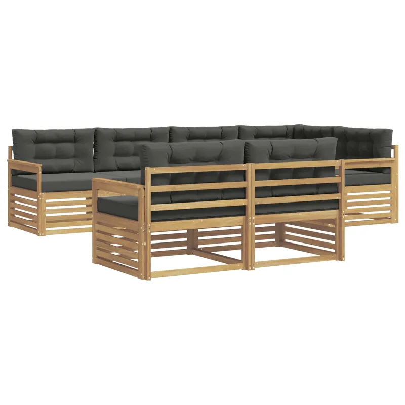 Lauko sofos komplektas 7 pcs Balta ir antracito Poliesteris