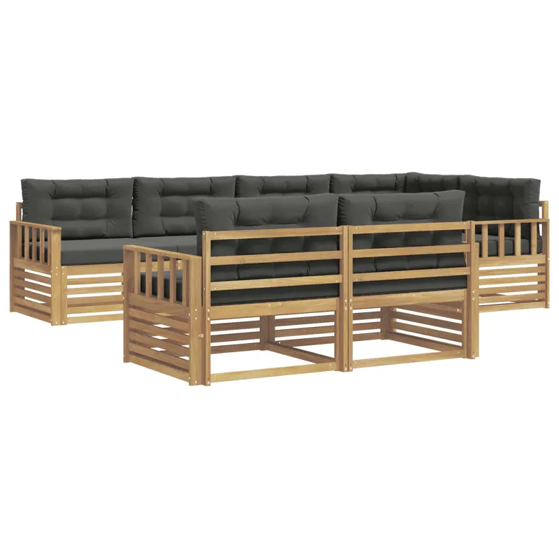 Lauko sofos komplektas 7 pcs Balta ir antracito Poliesteris