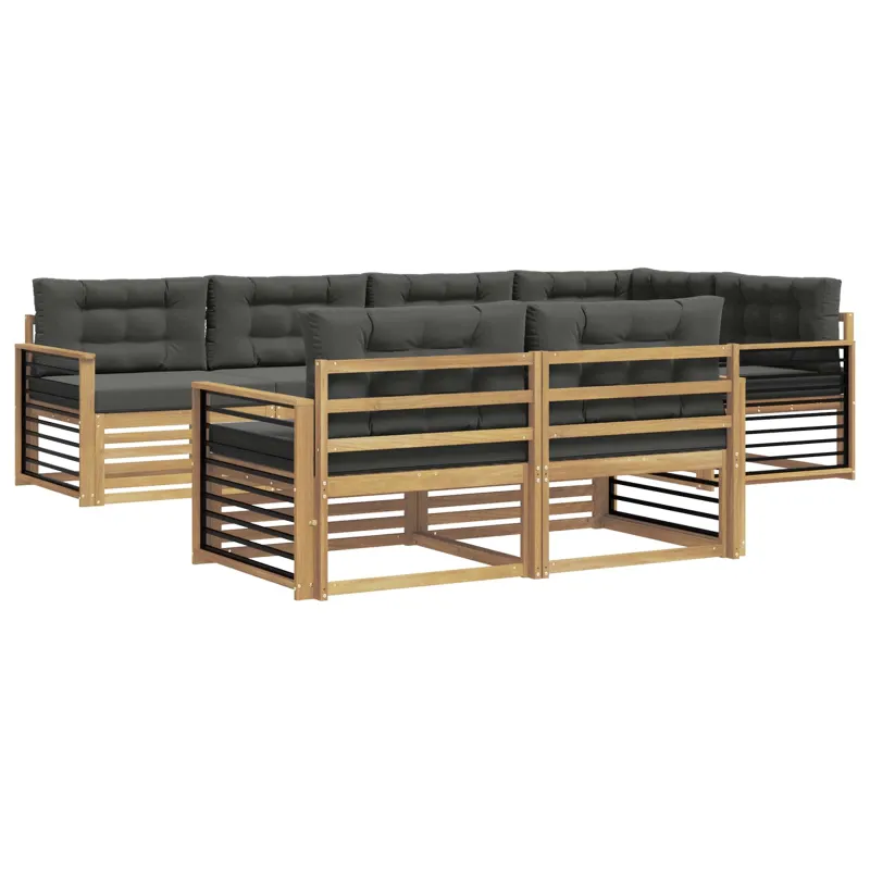 Lauko sofos komplektas 7 pcs Balta ir antracito Poliesteris
