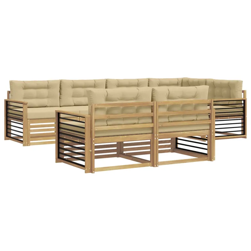 Lauko sofos komplektas 7 pcs Balta ir kreminė Poliesteris
