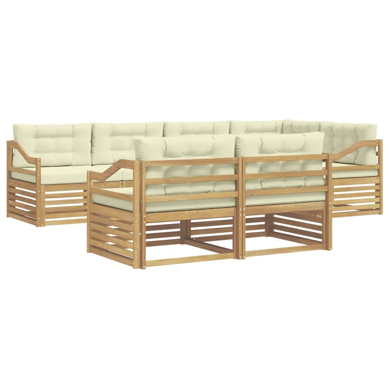 Lauko sofos komplektas 7 pcs Balta ir kreminė Poliesteris