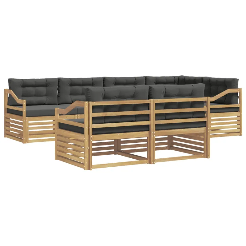 Lauko sofos komplektas 7 pcs Balta ir antracito Poliesteris