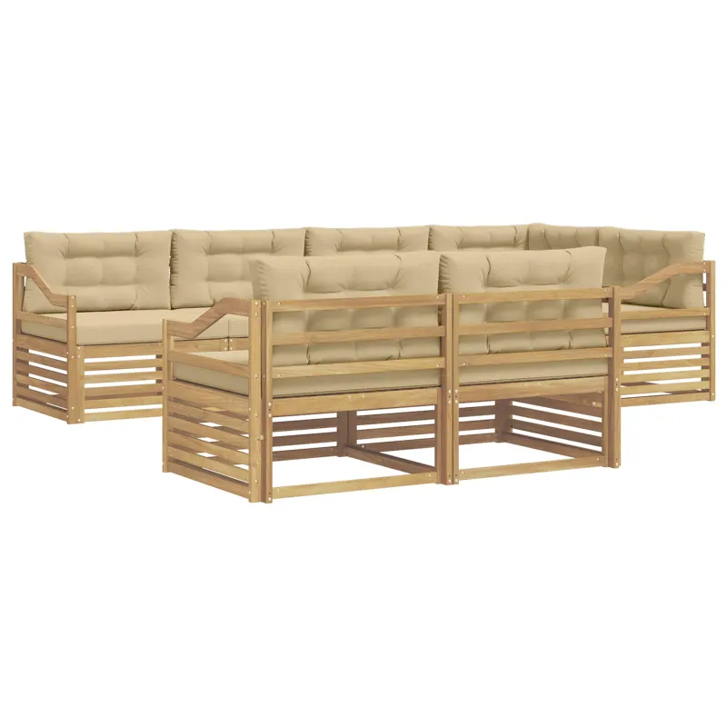 Lauko sofos komplektas 7 pcs Balta ir kreminė Poliesteris