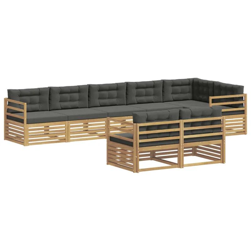 Lauko sofos komplektas 8 pcs Balta ir antracito Poliesteris