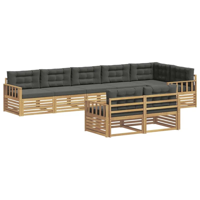 Lauko sofos komplektas 8 pcs Balta ir antracito Poliesteris