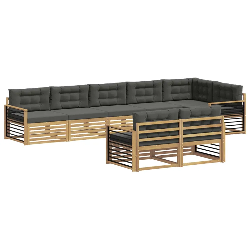 Lauko sofos komplektas 8 pcs Balta ir antracito Poliesteris