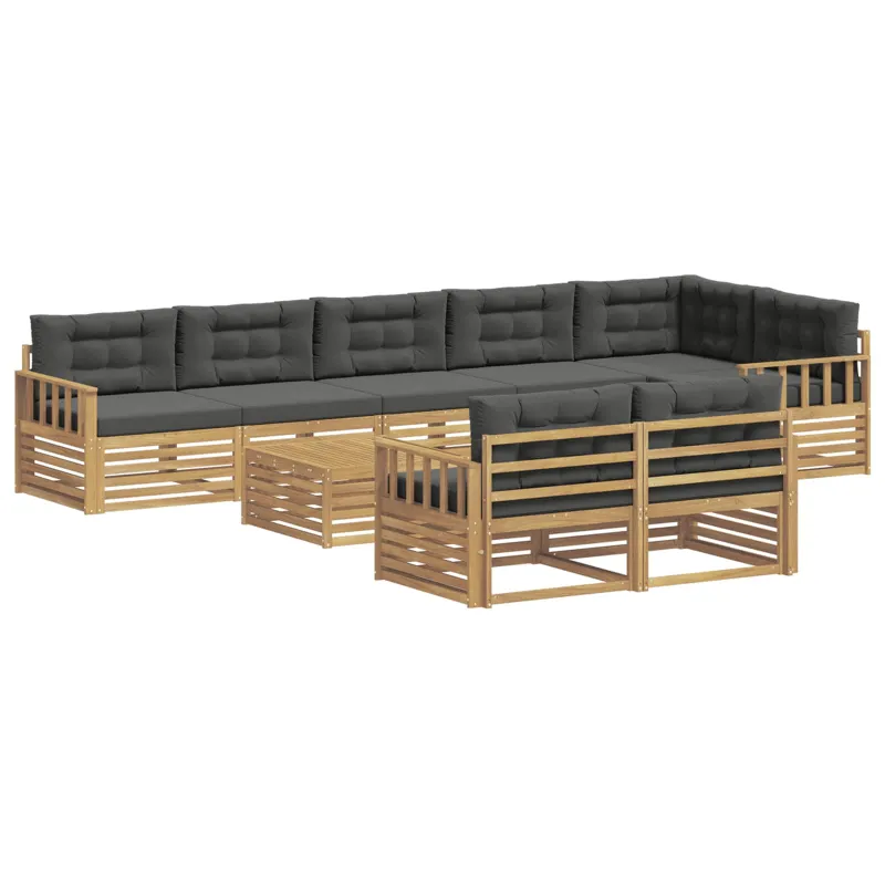 Lauko sofos komplektas 9 pcs Balta ir antracito Poliesteris