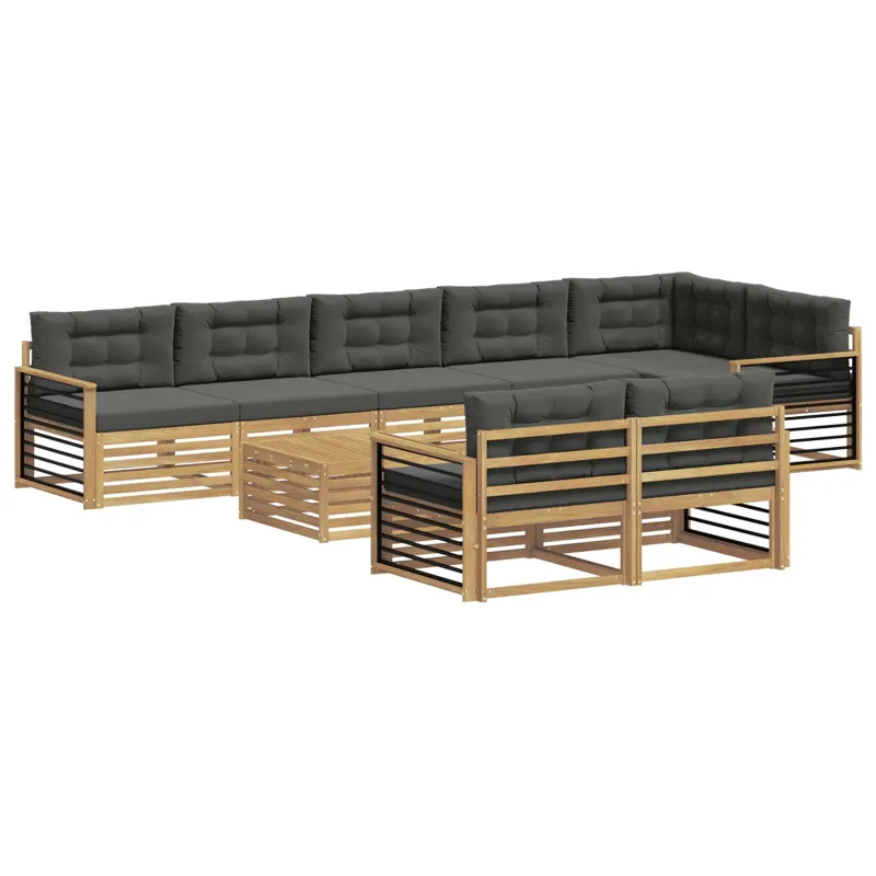 Lauko sofos komplektas 9 pcs Balta ir antracito Poliesteris