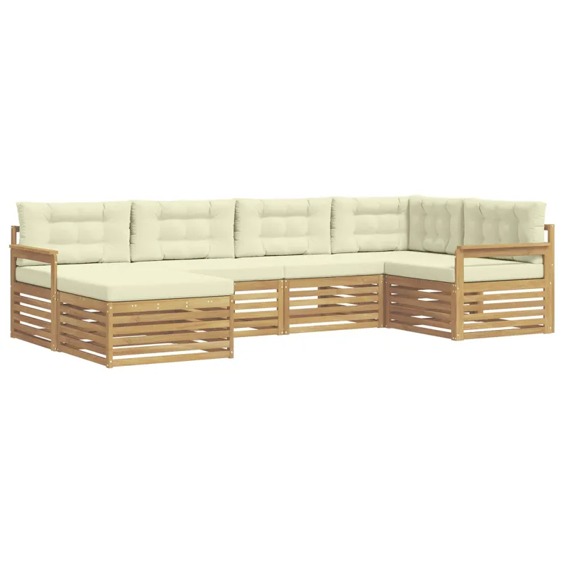 Lauko sofos komplektas 6 pcs Balta ir kreminė Poliesteris