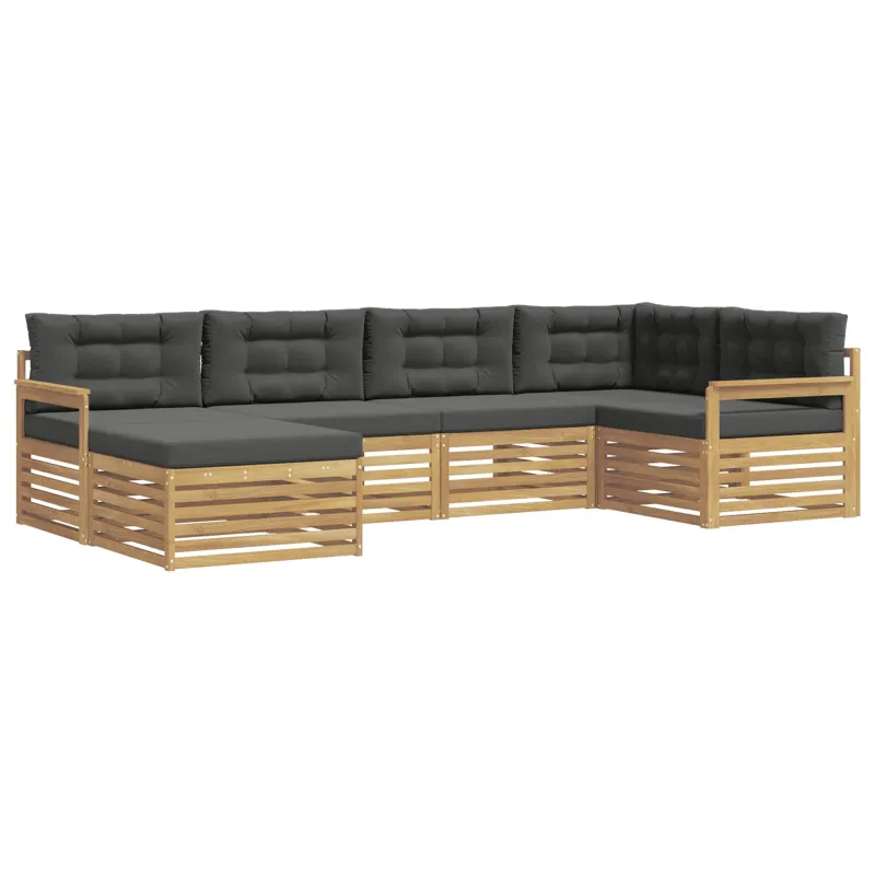 Lauko sofos komplektas 6 pcs Balta ir antracito Poliesteris