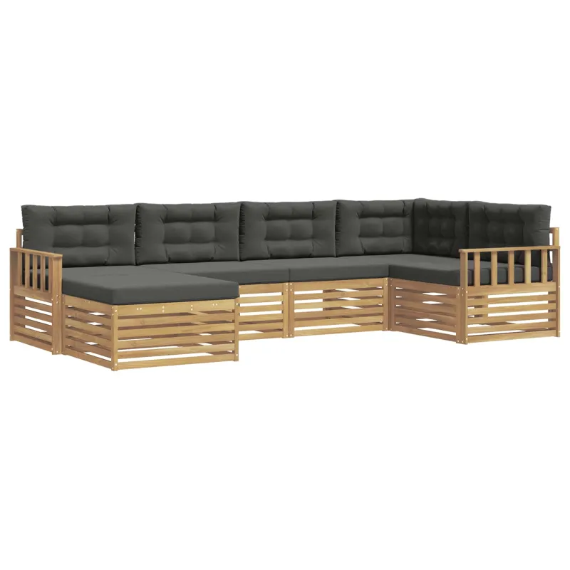 Lauko sofos komplektas 6 pcs Balta ir antracito Poliesteris