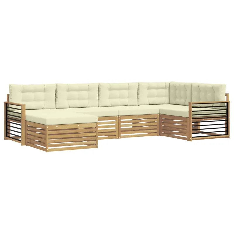 Lauko sofos komplektas 6 pcs Balta ir kreminė Poliesteris