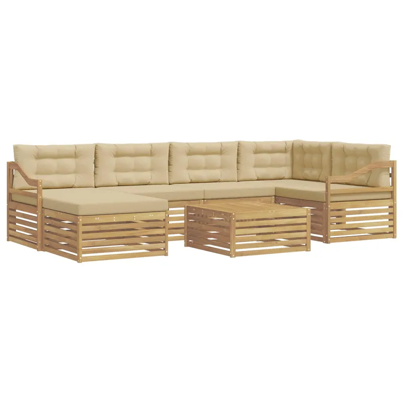 Lauko sofos komplektas su pagalve 7 pcs Balta ir kreminė