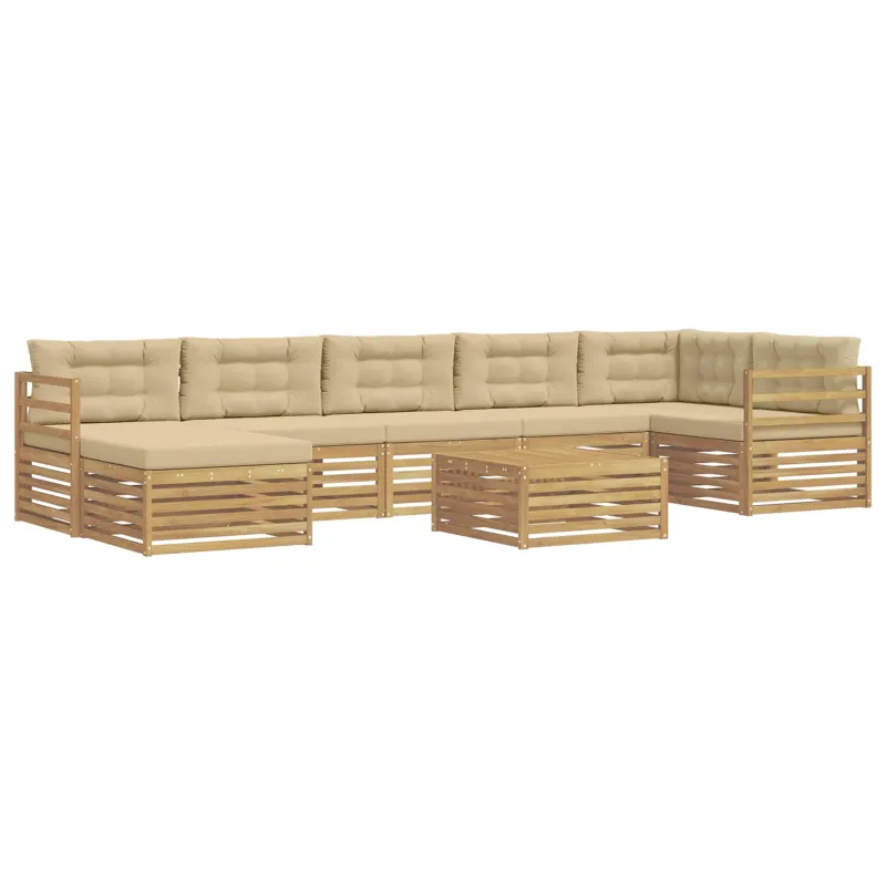 Lauko sofos komplektas 8 pcs Balta ir kreminė Poliesteris