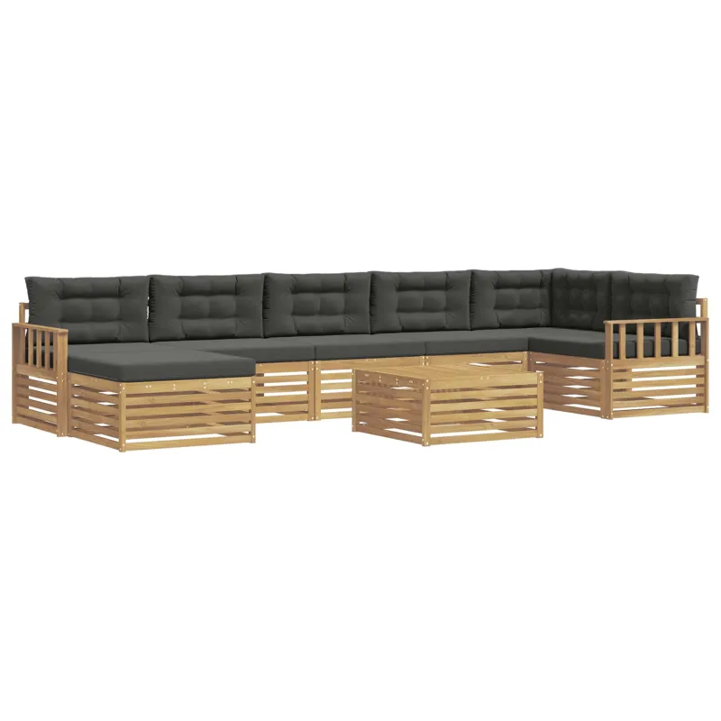 Lauko sofos komplektas su pagalve 8 pcs Balta ir antracito