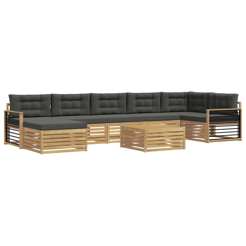 Lauko sofos komplektas su pagalve 8 pcs Balta ir antracito