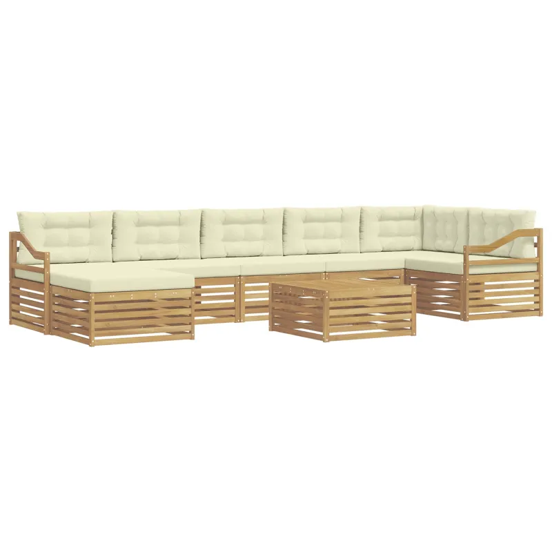 Lauko sofos komplektas 8 pcs Balta ir kreminė Poliesteris