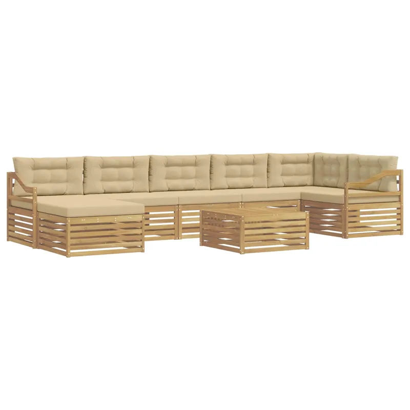 Lauko sofos komplektas su pagalve 8 pcs Balta ir kreminė