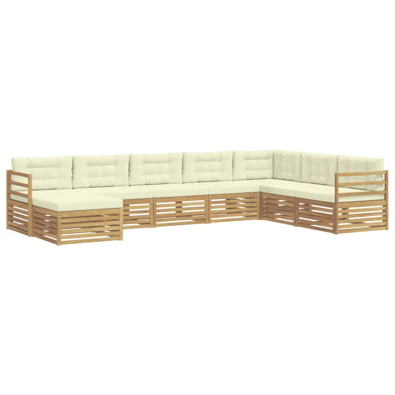 Lauko sofos komplektas 8 pcs Balta ir kreminė Poliesteris