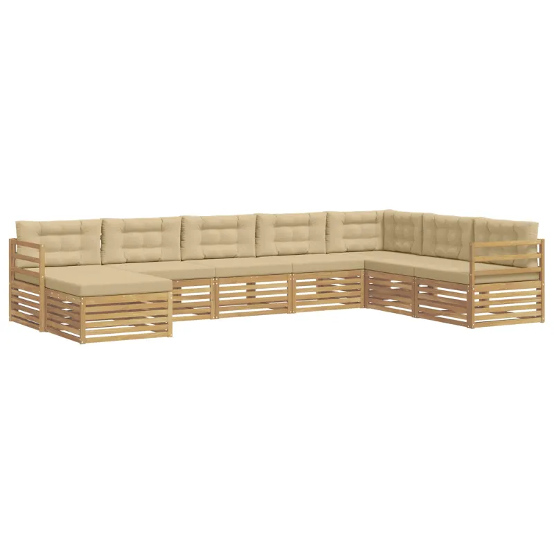 Lauko sofos komplektas 8 pcs Balta ir kreminė Poliesteris