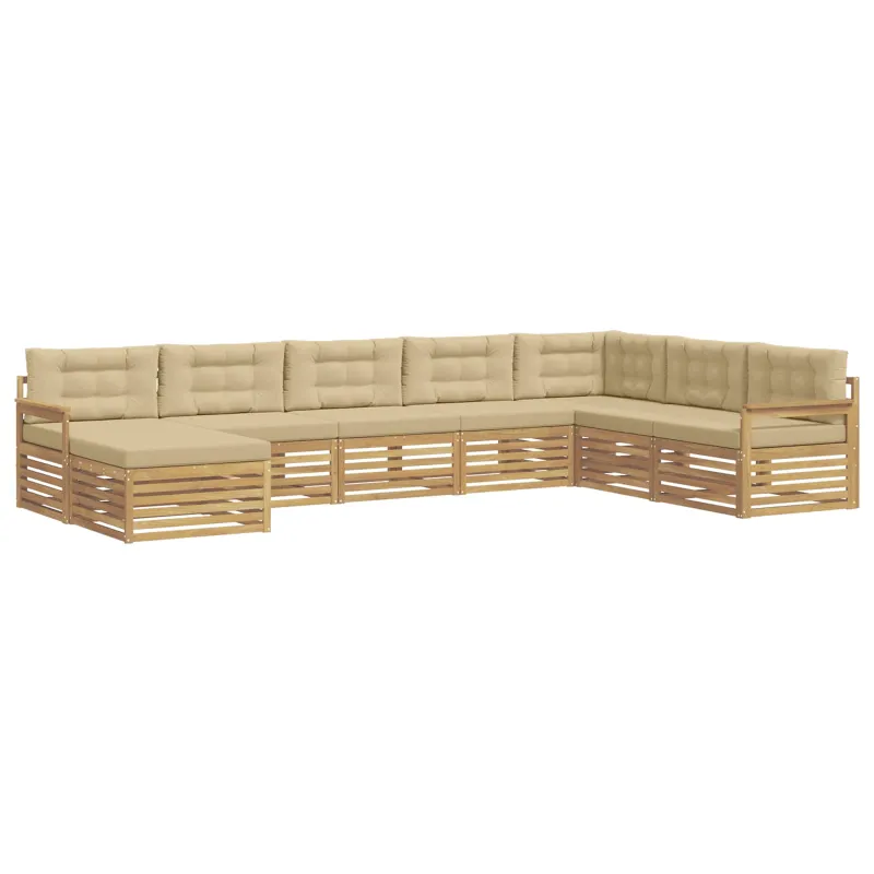 Lauko sofos komplektas su pagalve 8 pcs Balta ir kreminė