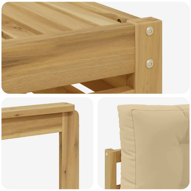 Lauko sofos komplektas su pagalve 8 pcs Balta ir kreminė